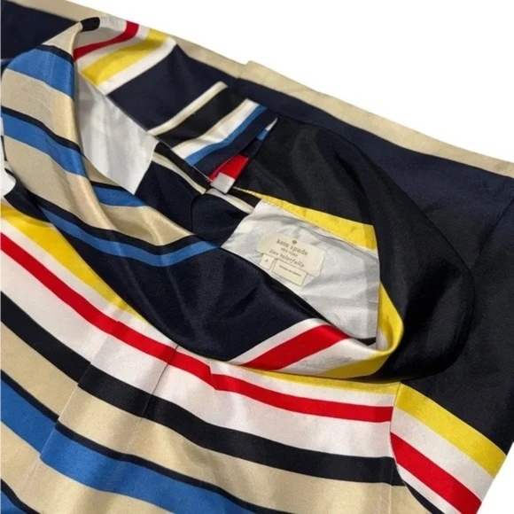 KATE SPADE - live colorfully 100% Silk Stripe Sleveless Cowl Tank Top Size 4 - Picture 7 of 10